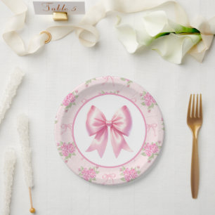 Extravagant ein rosa Coquette Bow Erster Geburtsta Pappteller