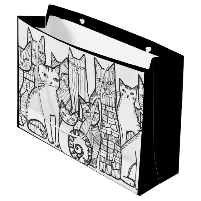 Extravagant Feline Große Geschenktüte (Vorderseite Schrägansicht)