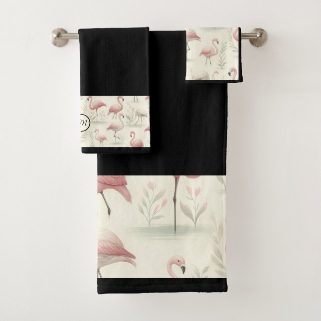 Extravagant Flamingo (anpassbar) Badhandtuch Set (Insitu)