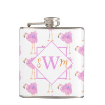 Extravagant Flamingo Mit Monogramm Flask