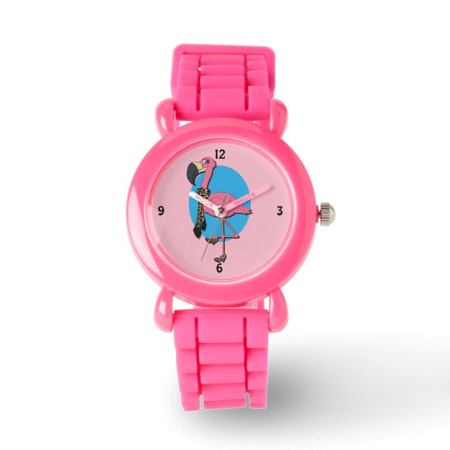 Extravagant Flamingo Pink Glitzer Watch Armbanduhr (Vorderseite)