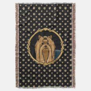 Extravagant Frame Yorkshire Terrier Yorkie Portrai Decke