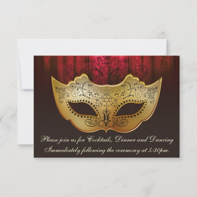 Extravagant Geblüht Gold Plum Masquerade Empfang C Einladung (Vorderseite)