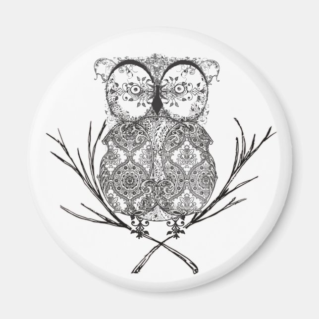 Extravagant Geblüht Schale Schwarz/Weiß Magnet (Vorne)