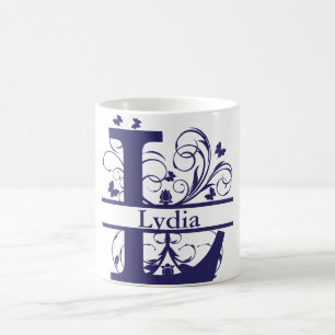 Extravagant geteilter Monogrammbuchstabe "L" indiv Kaffeetasse