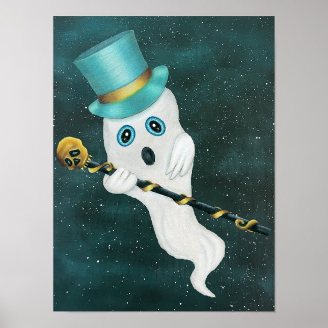 Extravagant Ghost Alberne GesichtshTop Hat Cane St Poster (Vorne)