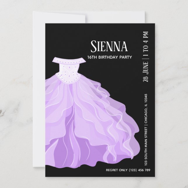 Extravagant Glam Gown Dress Einladung (Vorderseite)