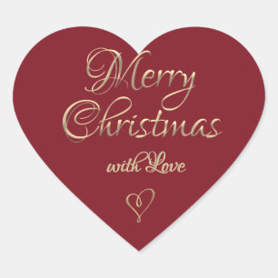 Extravagant Gold Frohe Weihnachten mit Liebe Scrip Herz-Aufkleber