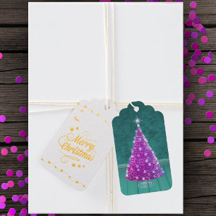 Extravagant Gold Frohe Weihnachten Rosa Tree Aquam Geschenkanhänger