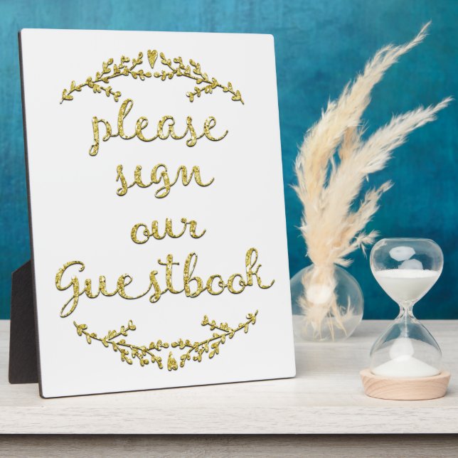 Extravagant Gold Glitzer Guestbook-Signatur Fotoplatte (Seite)