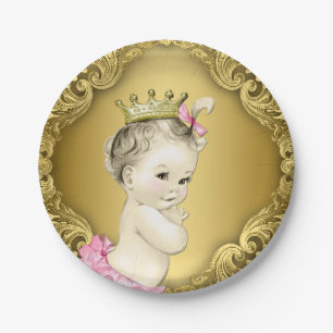 Extravagant Gold Princess Baby Dusche Pappteller