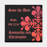 Extravagant Goth fleur de lys damask Save the Date