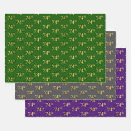 Extravagant Green, Gray, Lila, Imitate Gold 74. Ev Geschenkpapier Set