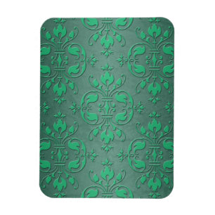 Extravagant Green Two Tone Damask Magnet