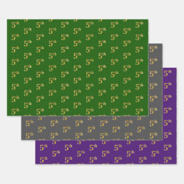Extravagant grün, grau, Lila, Imitate Gold 5. Vera Geschenkpapier Set