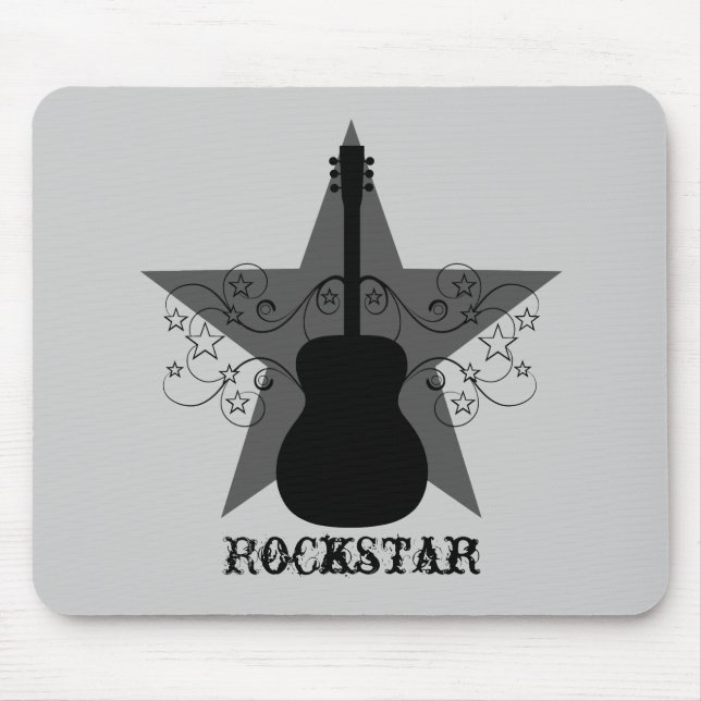 Extravagant Guitar Star Wirbel Mousepad, Black Mousepad (Vorne)