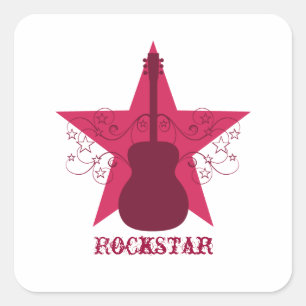 Extravagant Guitar Star Wirbel Square Stickers, Ma Quadratischer Aufkleber