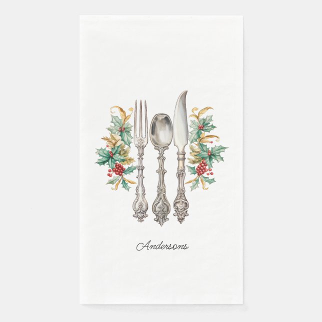 Extravagant Holiday Silverware Personalisiert Pape Serviette (Vorderseite)