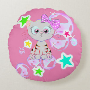 Extravagant Kitten - Rundes Kissen