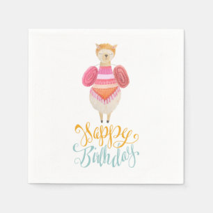 Extravagant Llama Birthday Paper Serviette