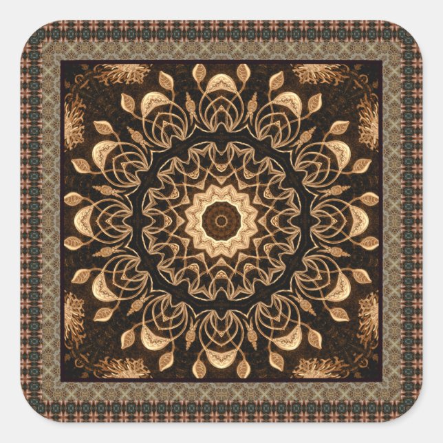 Extravagant Mandala Quadratischer Aufkleber (Vorderseite)