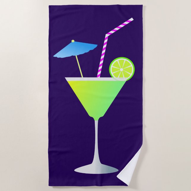 Extravagant Margarita Cocktail Night Life Beach Ha Strandtuch (Vorderseite)
