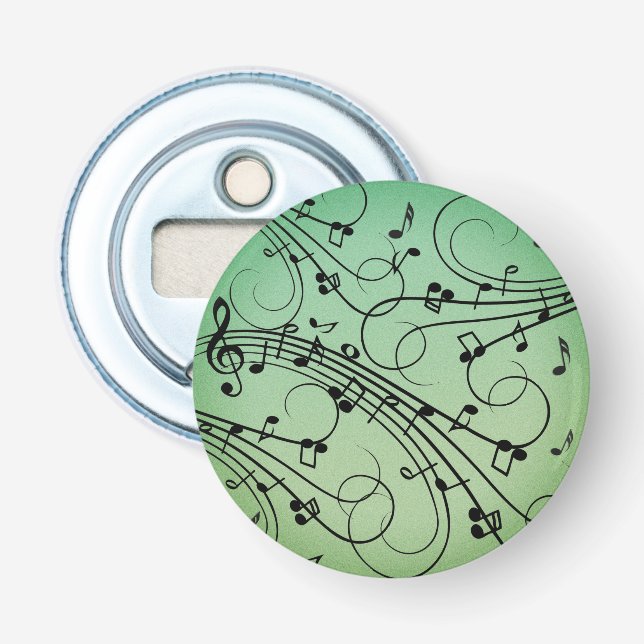 Extravagant Notes Green Music Design Flaschenöffner (Vorderseite)