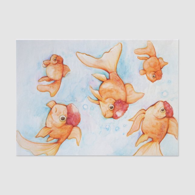 Extravagant Oranda Goldfish Seidenpapier (Vorderseite)