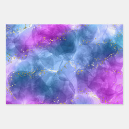 Extravagant Pink Blue Alcohol Ink Art Geschenkpapier Set