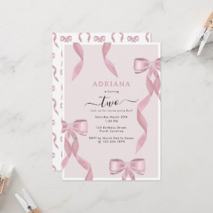 Extravagant Pink Bow Thema Girly Birthday Einladun Einladung