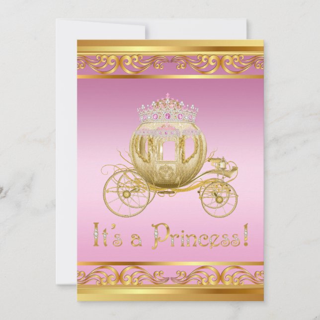 Extravagant Pink Gold Princess Baby Dusche Einladu Einladung (Vorderseite)