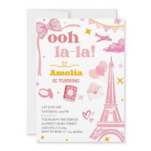 Extravagant Pink Paris Eiffelturm Einladung Gingha