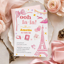 Extravagant Pink Paris Eiffelturm Einladung Gingha
