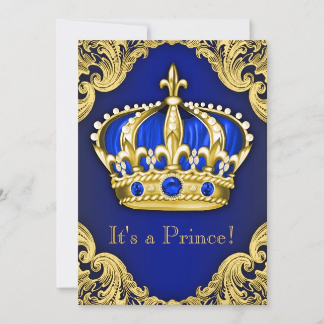 Extravagant Prince Baby Dusche Blue Einladung (Vorderseite)