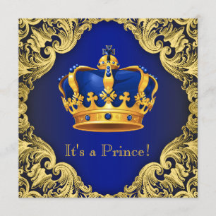 Extravagant Prince Baby Dusche Blue Gold Einladung