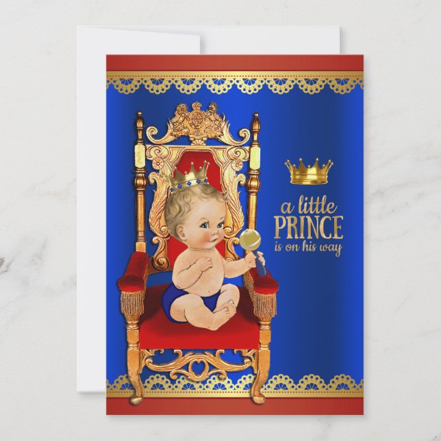 Extravagant Prince Baby Dusche Einladung (Vorderseite)