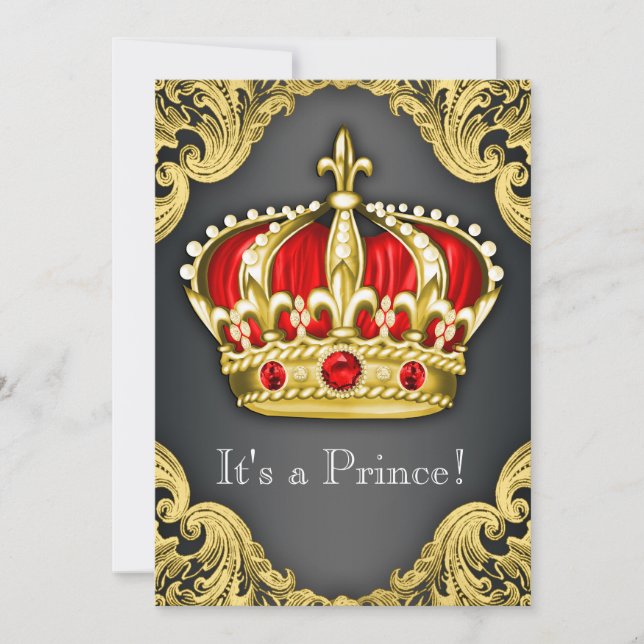 Extravagant Prince Baby Shower Regal Red Einladung (Vorderseite)