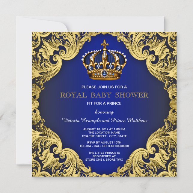 Extravagant Prince Boy Baby Shower Einladungen (Rückseite)