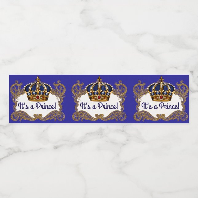 Extravagant Prince Royal Crown Water Bottle Labels (Einzelnes Label)