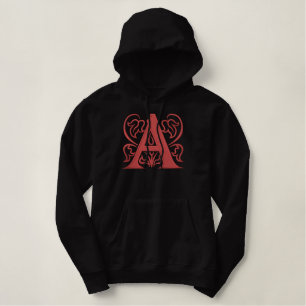 Extravagant Red Monogram A Bestickter Hoodie