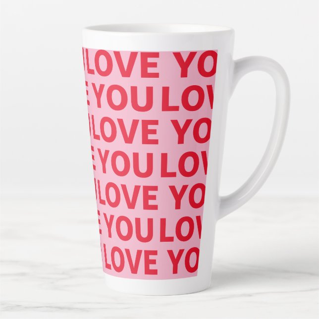 Extravagant Romantische Rot-Rot-Rosa-Liebe Ihr Mus Milchtasse (Rechts)