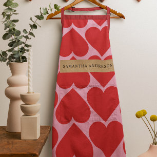 Extravagant romantisches Rot-Rot-Rosa-Herz-Muster Schürze
