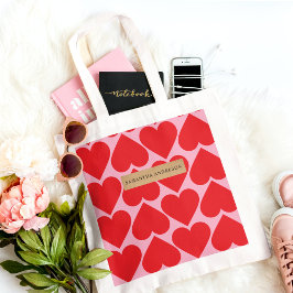 Extravagant romantisches Rot-Rot-Rosa-Herz-Muster Tragetasche