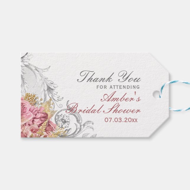 Extravagant rosa Brautparty Geschenkanhänger (Vorderseite (Horizontal))
