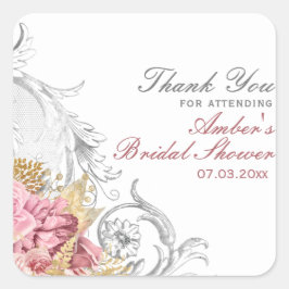 Extravagant rosa Brautparty Quadratischer Aufkleber