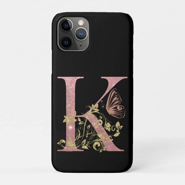 Extravagant rosa Glitzer Letter K Case-Mate iPhone Hülle (Rückseite)