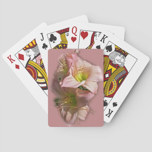 Extravagant rosa Taglilien Spielkarten (Rückseite)
