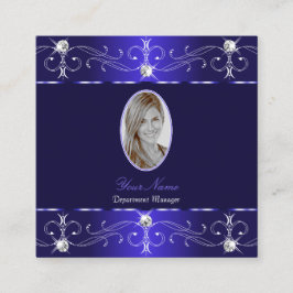 Extravagant Royal Blue Verzierte Ornamente mit Fot Quadratische Visitenkarte