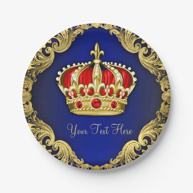 Extravagant Royal Prince Baby Dusche Pappteller (Vorderseite)