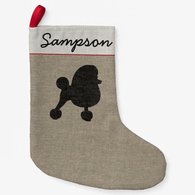 Extravagant Spielzeug Poodle Hund Silhouette Minia Kleiner Weihnachtsstrumpf (Vorderseite)